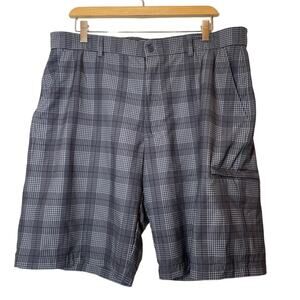 Pebble Beach Golf Shorts Mens Gray Plaid Hybrid 38